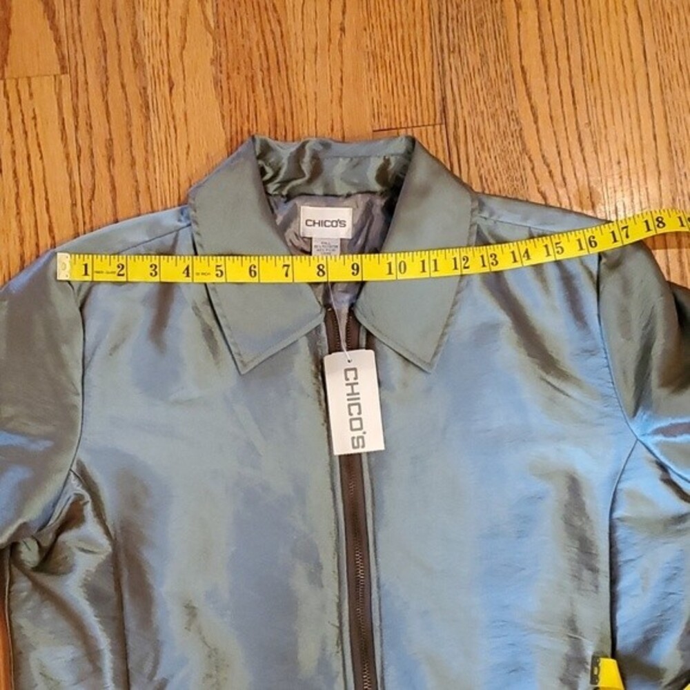 NWT CHICO'S SHIMMER SHINE LALEH JACKET ZIP UP TURQUOISE SIZE 1/S… - Picture 11 of 11